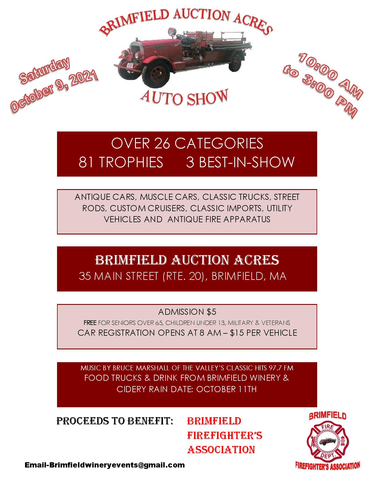 Brimfield Auto Show at Brimfield Auction Acres! Saturday October 9th